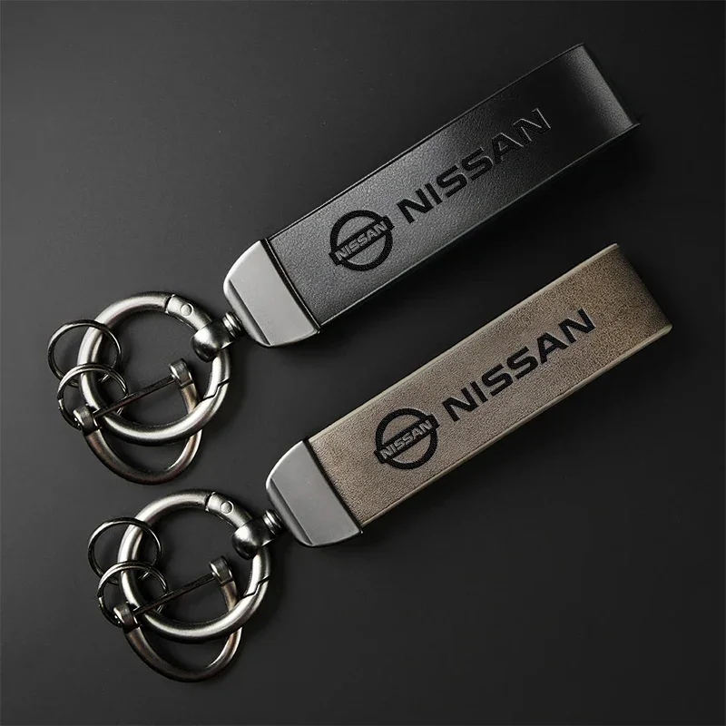 Vintage Leather Car Keychain Key Ring Pendant Fit For Nissan Sylphy N7 Qashqai J10 J11 Note Teana Navara Juke GTR 350Z Patrol Ti
