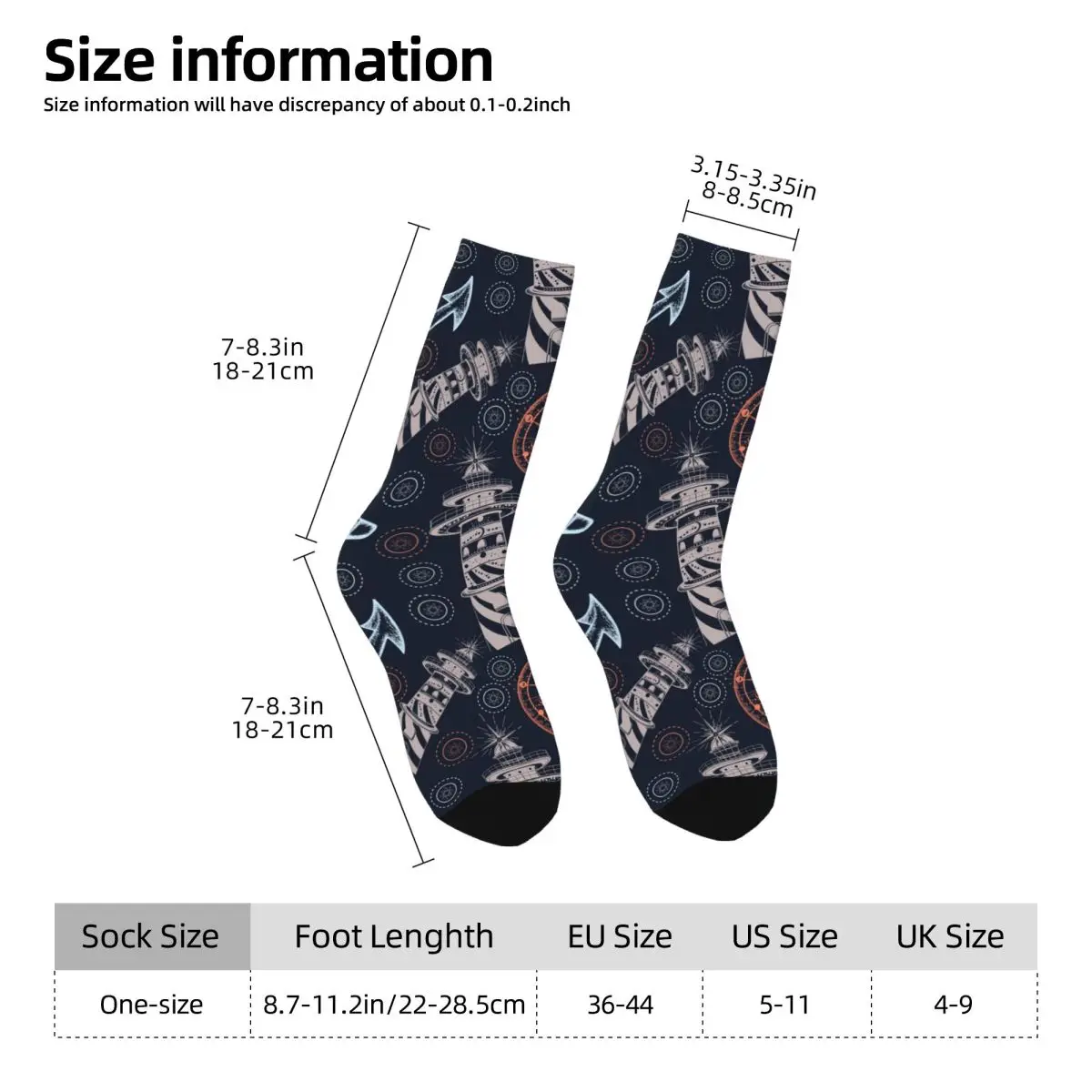 Hip Hop Vintage Anchor Steering Wheel Compass Crazy Men's Socks Unisex Street Style Pattern Printed Novelty Crew Sock Boys Gift