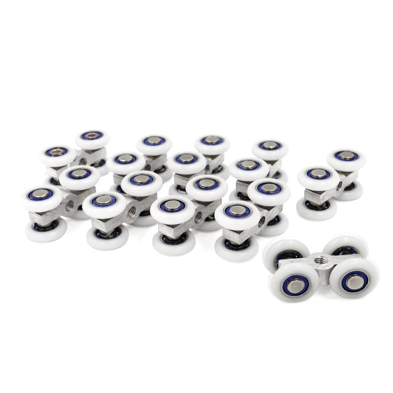 10PCS/LOT Small Width21.5mm Shower glass Room sliding door fitting hanging pulley wheel hanging four roller wheel pulley