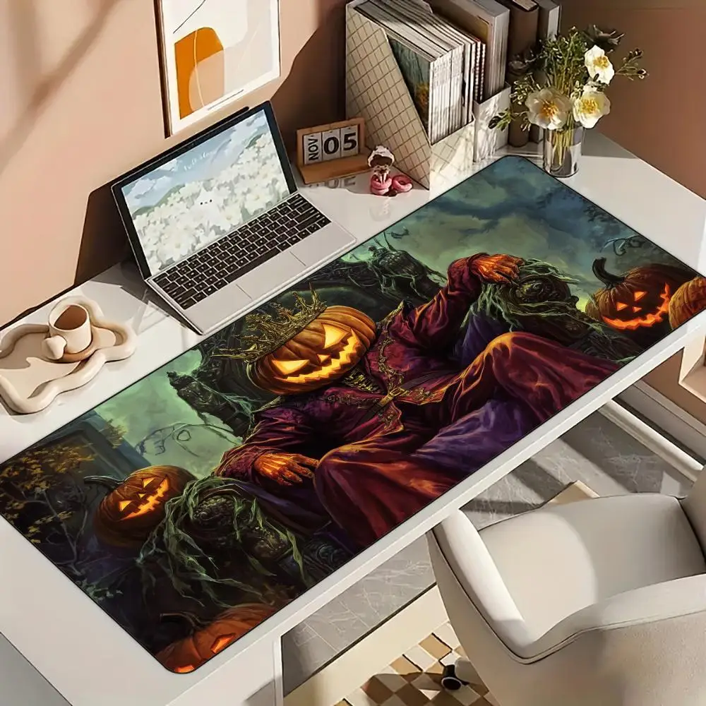 

Игровой коврик Fantasy Pumpkin King, коврик для мыши, настольный коврик с прошитыми краями, резиновая противоскользящая основа, аксессуары для ПК, игровой коврик, коврики для мыши