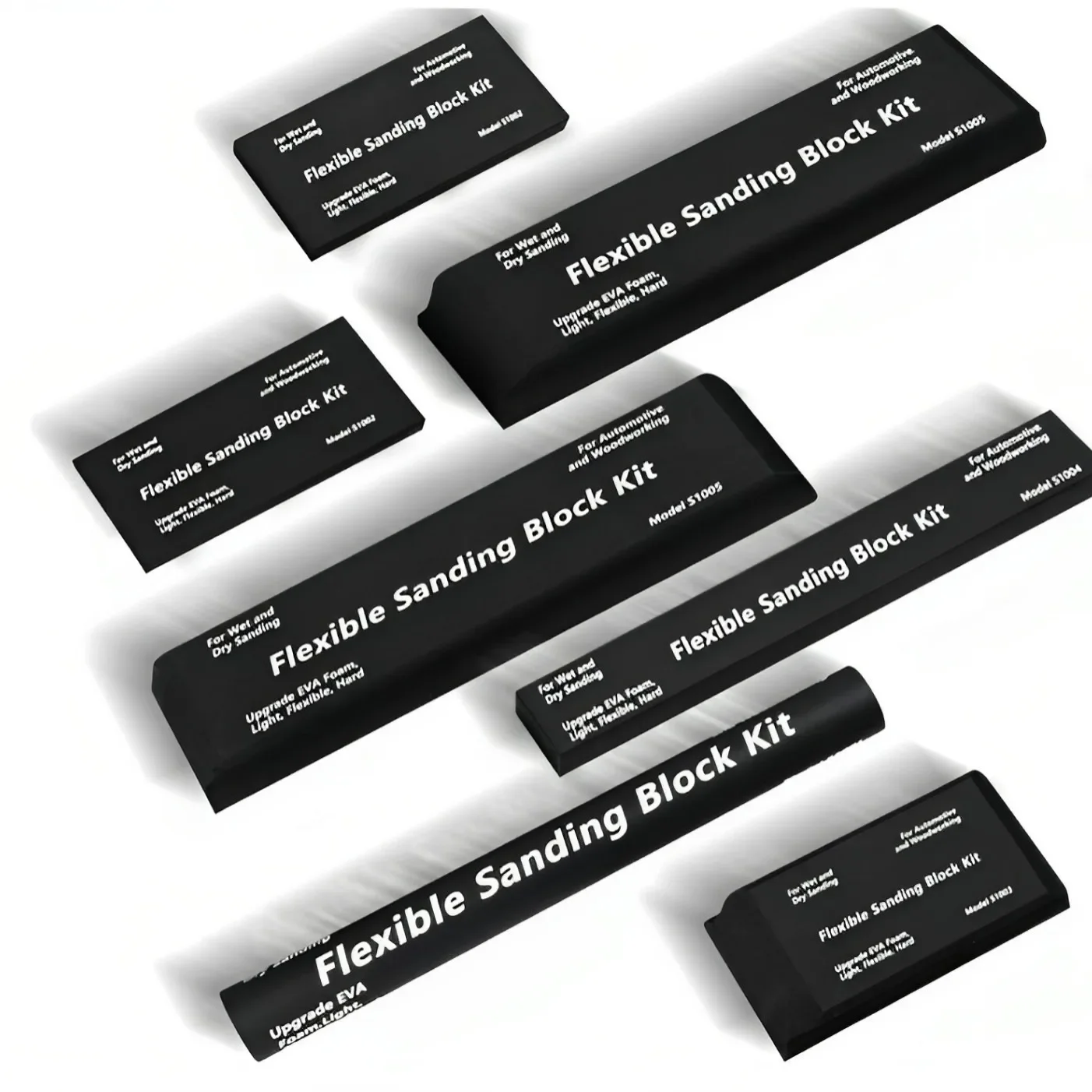 7 Pcs Flexible EVA Hand Sanding Block Set, Wet Dry Manual Sanding Blocks Kit for Auto Body Putty Polishing, Woodworking