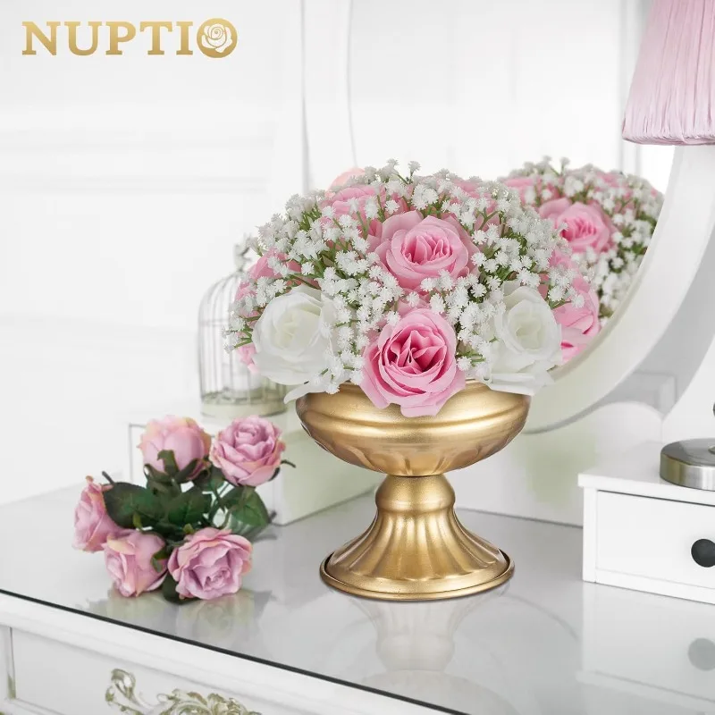 NUPTIO Розовые розы для центральных части: 10 шт. искусственный цветок диаметром 9,4 дюйма