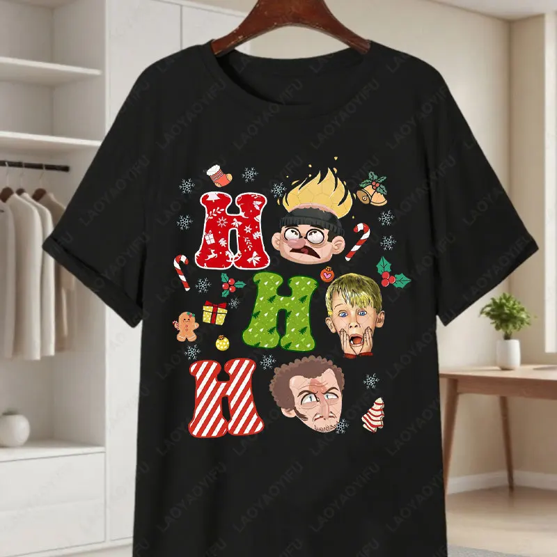 متعة المنزل وحده فيلم للجنسين تي شيرت كيفن ماكاليستر وعصابة Facepalm Ho Ho طباعة تيز عيد الميلاد قصيرة الأكمام تي شيرتات قطن #1