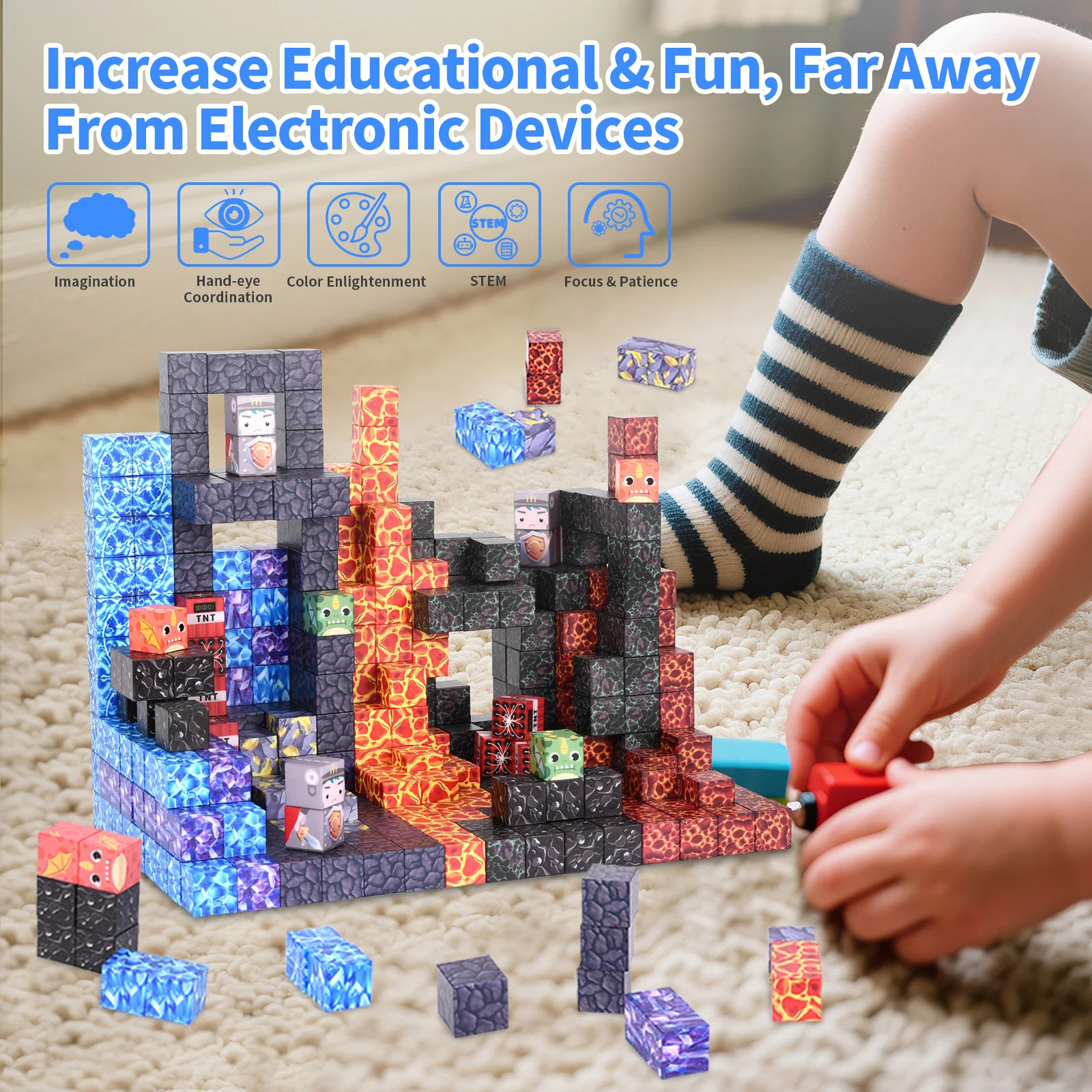 磁気ビルディングブロックセット - パズルおもちゃ、思考力と論理力を鍛える、子供への誕生日プレゼント