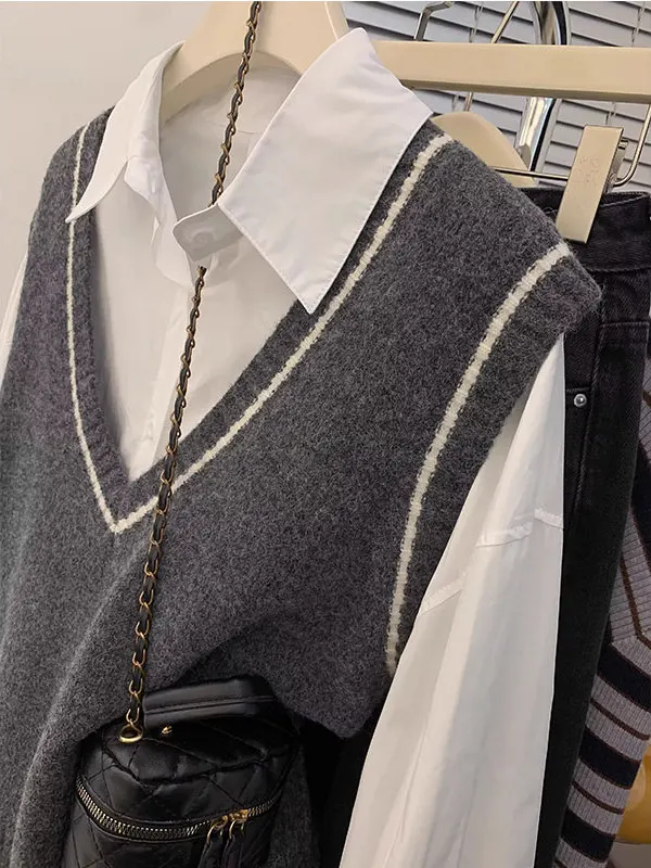 Ay v-ne gilet tricoté femmes début printemps automne hiver Svel vêtements d'extérieur pull épaulette superposition débardeur