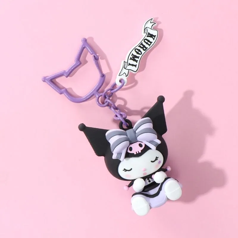 

MINISO Anime Kawaii Kuromi Keychain Pendant Cute Cartoon Schoolbag Decoration Lovely Doll Decoration Birthday Gifts for Kids