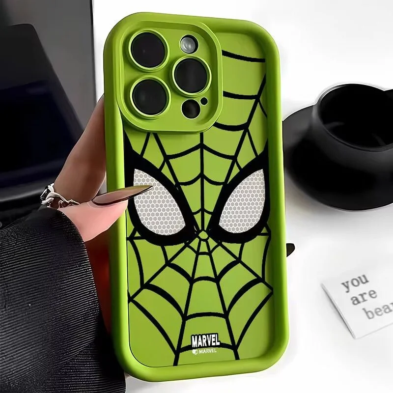 Marvel Spider Man Plain Multistep TPU Soft Phone Case for iPhone 15 14 13 12 11 Pro Max XR XS X 7 8 Plus SE2 Silicone Cover Etui