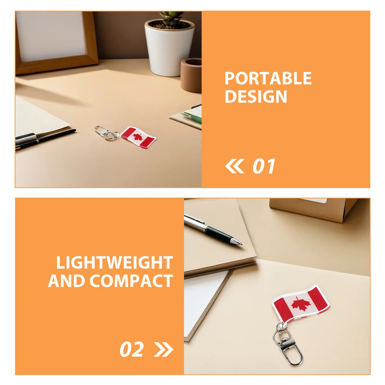 10Pcs Canada Keychain Maple Leaf Flag Design Patriotic Canadian Souvenir Keychains for Backpack Purse Car Keys Party Favors