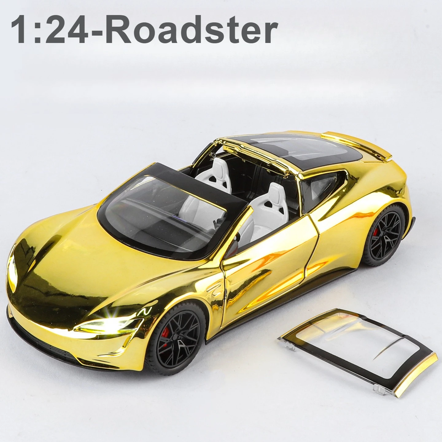 1:24 Roadster Alloy Diecast Sports Car Model Toy Simulation Sound and Light Vehicle Pull Back Toys For Children Gifts