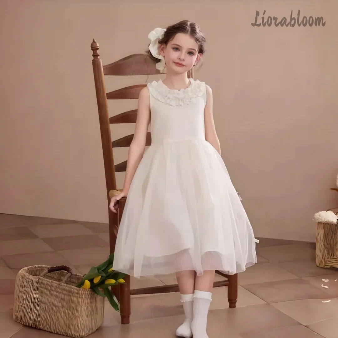 

White Tulle Princess Dress Casual Dress Princess Style Flower Girl Attire Mini Party Dress Wedding Gown Prom Dress
