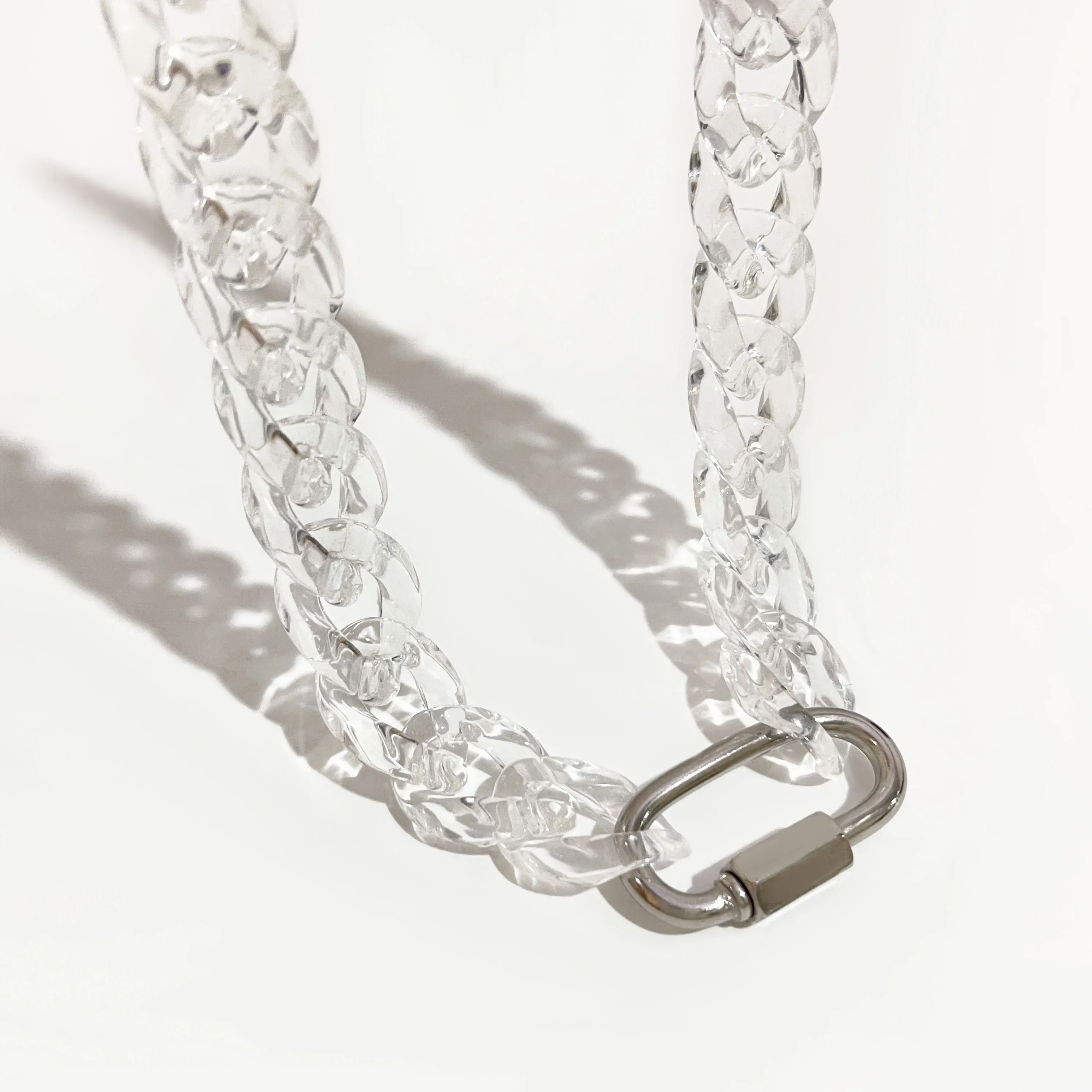Silver Color Carabiner Chunky Chain Necklaces Transparent Acrylic Chains Necklace for Men Hot Hip Hop Necklace 2020