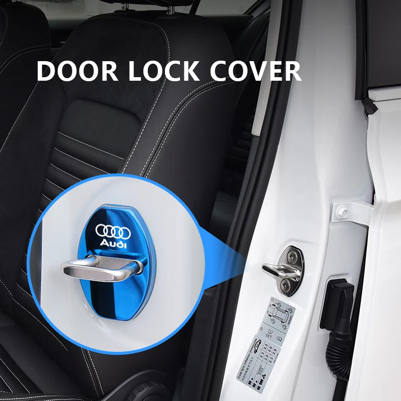 4PCS Car Door Lock Cover Stainless Steel Protection Accessories For Audi Sline A1 A3 A4 A5 A6 A7 A8 B8 B9 B6 C6 Q2 Q3 Q5 Q7 Q8