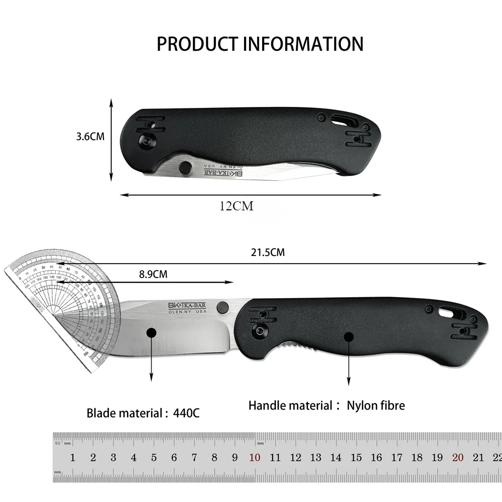 Newest BK 4 Bailout Outdoor Tactical Folding Knife High Quality 440C Steel Nylon Fiber Handle EDC Pocket Knives Survival Tool