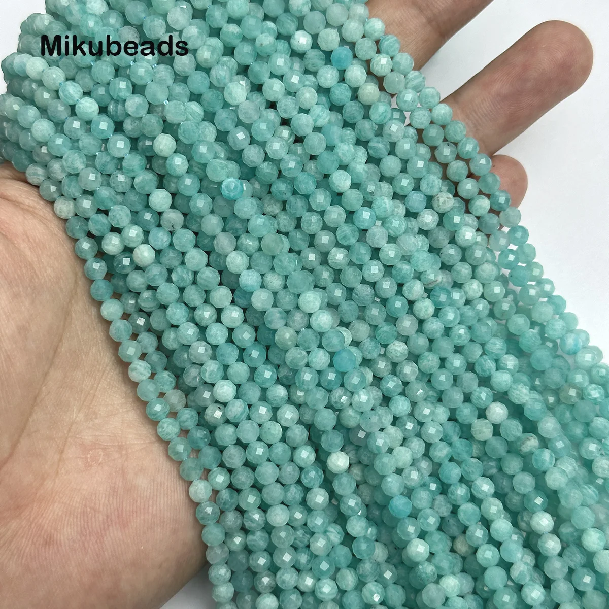 Natural 4mm Amazonite Faceted Round Loose Beads For Jewelry Making DIY Bracelets Necklace Strand or Gift