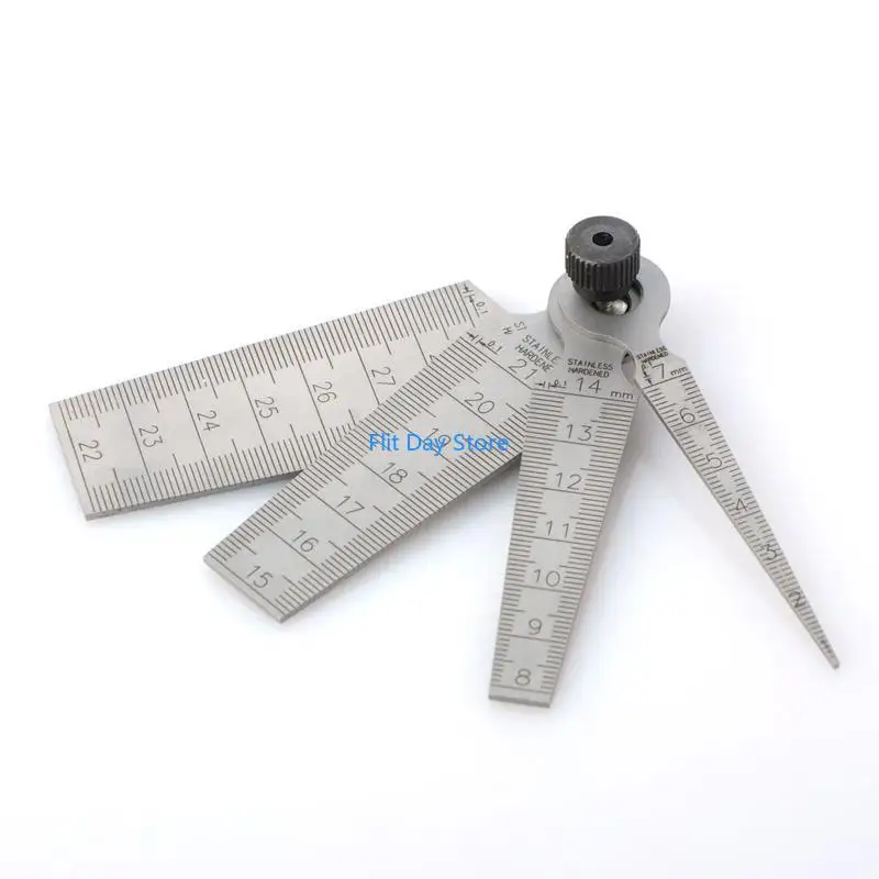 F92C 4 Pcs Stainless Steel Welding Taper Feeler Gauge Rulers Hole Inspection Tool
