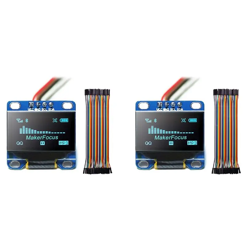 FFYY-2X I2C OLED Display 0.96 Inch IIC Serial LCD LED Module SSD1306 128 64 For Arduino With 80 Pcs Dupont Wire