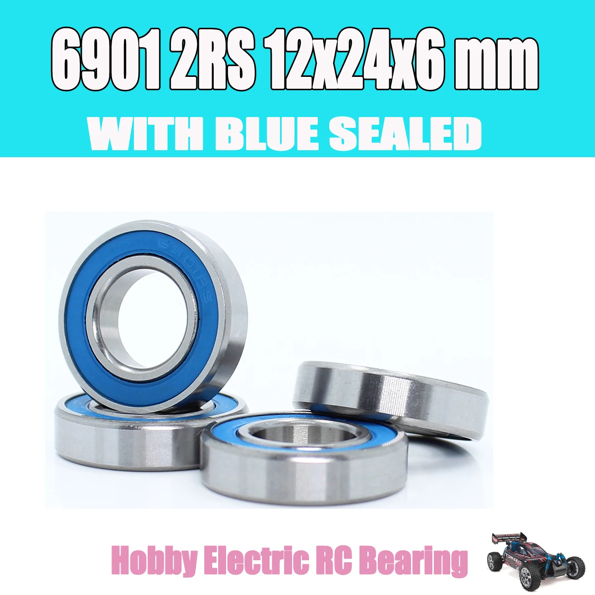 

10PC 6901RS Bearing 12x24x6 mm ABEC-3 Hobby Electric RC Car Truck 6901 RS 2RS Ball Bearings 6901-2RS Blue Sealed