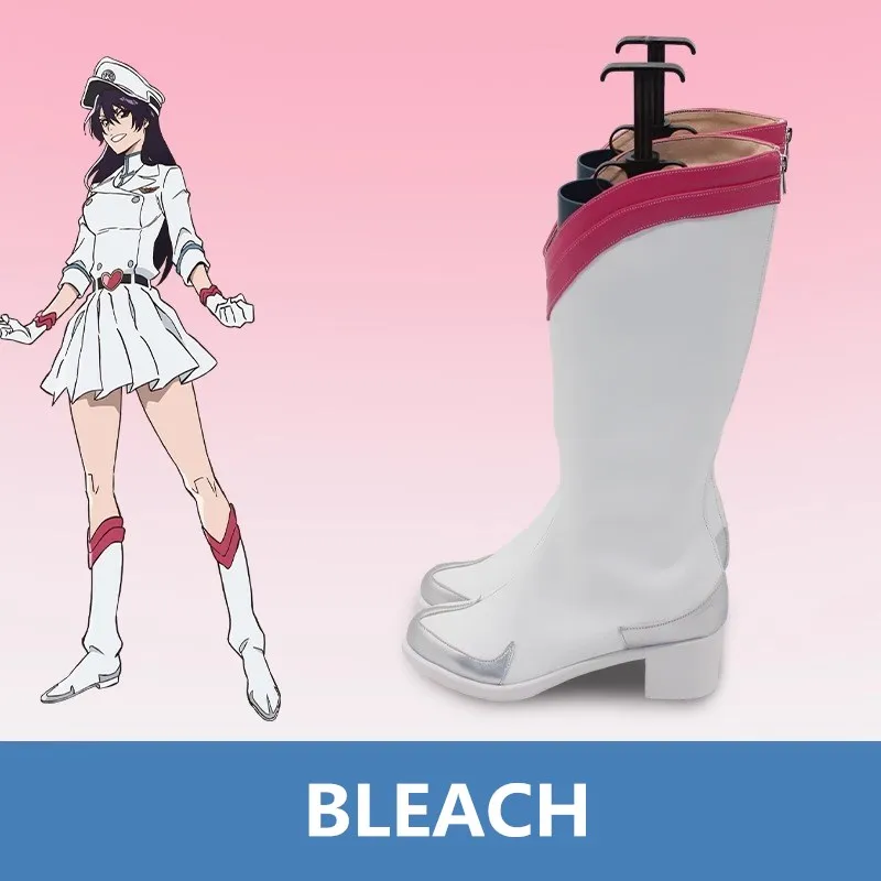 JP アニメ ブリーチ 千年血戦篇 バンビエッタ バスタービン コスプレ衣装 靴 ピンク ホワイト 手作り フェイクレザーブーツ