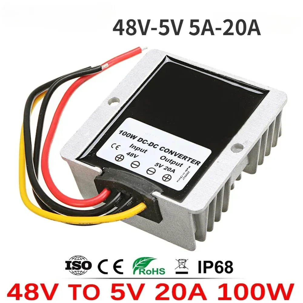 

36V 48V to 5V 5A -20A Regulator 48 Volt to 5 Volt LED Power Supply Buck Module for Cars Boats LED DC DC Step Down Converter