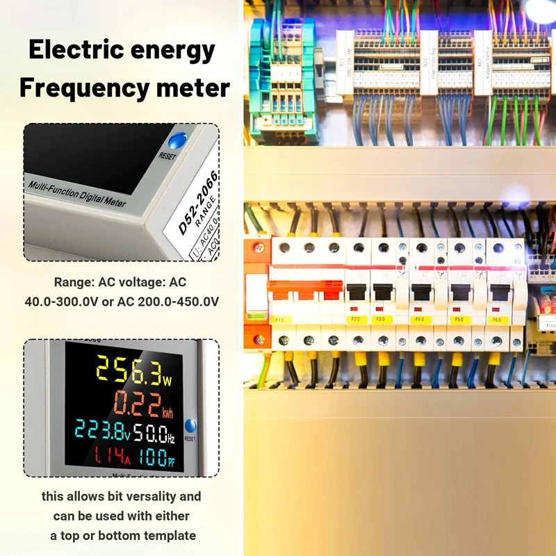 Din Rail AC Monitor 6IN1 100A Voltage Current Power Factor Active KWH Electric Energy Frequency Meter VOLT AMP