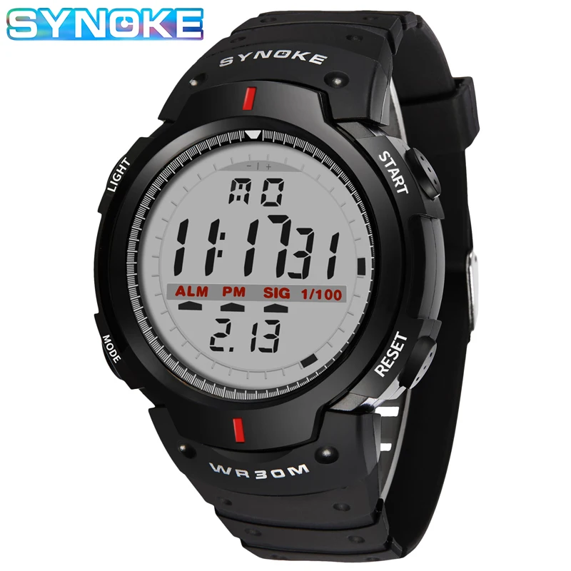 SYNOKE Men Sports Watch Fashion Waterproof LED Display Digital Watch Casual Electronic Clock Watches for Men Relogio Masculino