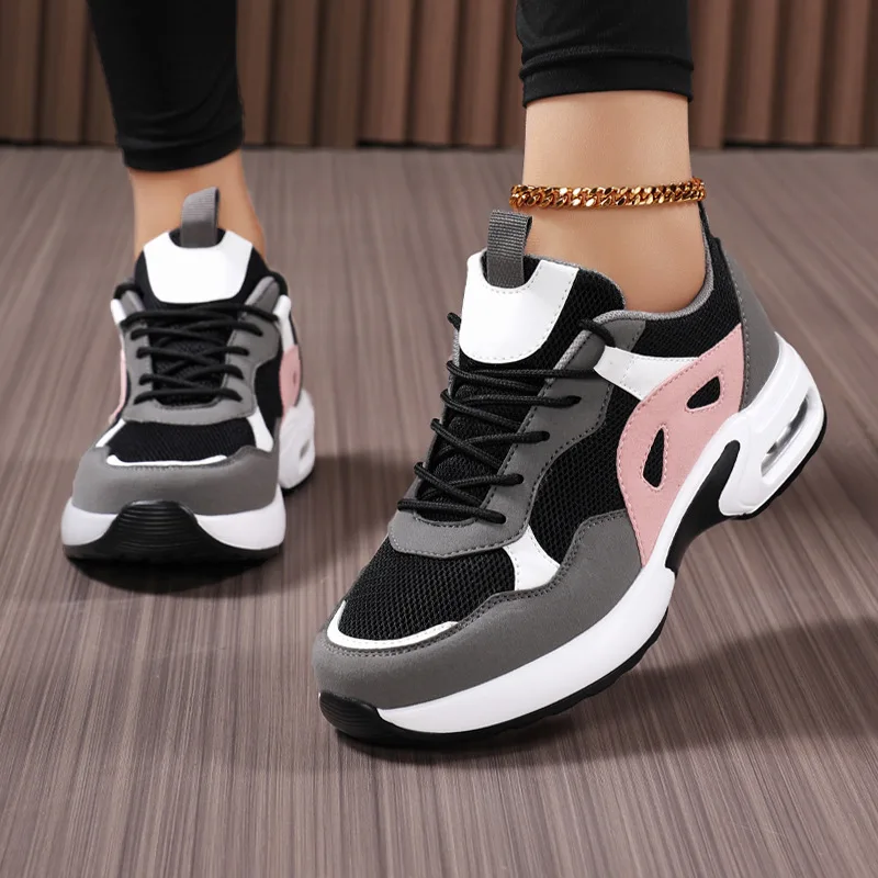 New height-increasing women's sports shoes with mesh, large-sized thick-soled dad shoes, versatile, comfortable and casual shoes