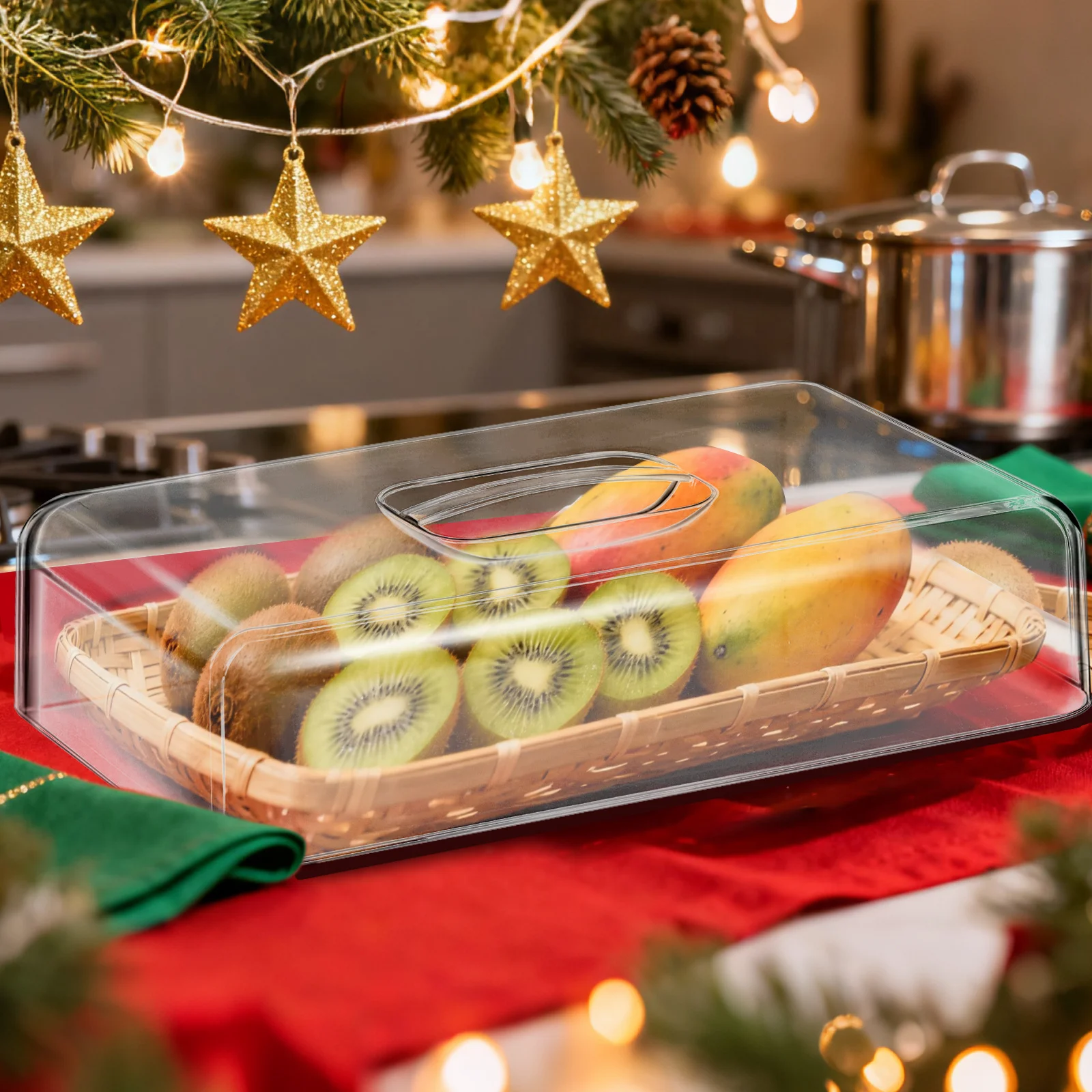 

Rectangular Acrylic Food Covers Transparent Lid for Cake Cheese Charcuterie Board Storage Easy Clean Serving Tray for Parties