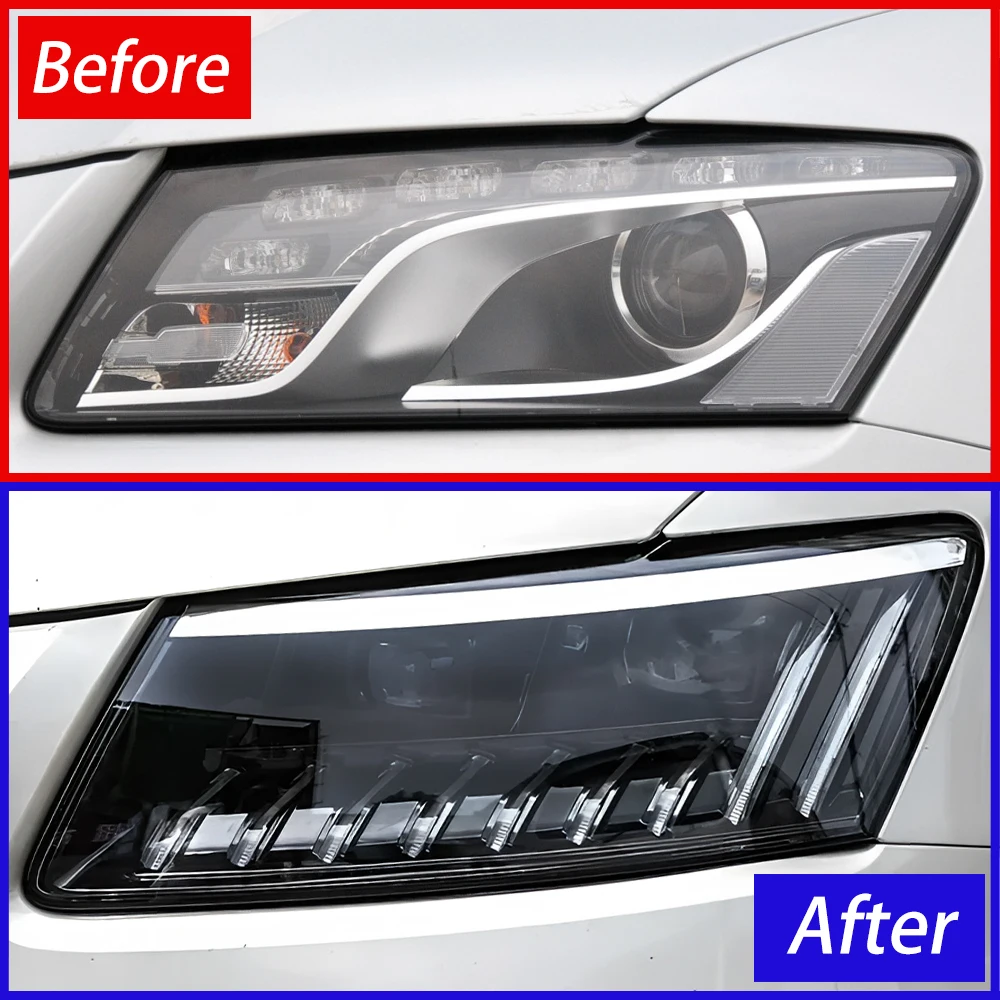 Car Front lamps Assembly For Audi Q5 2009-2017 Upgrade LED Auto Headlight Streamer Projector Startup Effect Lens Accessories