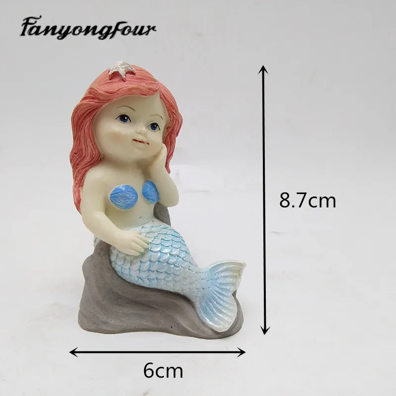 Fan Yong four squatting Little Mermaid silicone mold is used to make gypsum resin concrete chocolate car ornaments