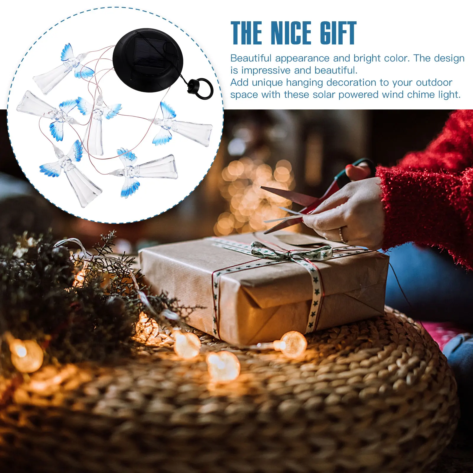 

Solar Angel Landscape Lights Wind Chime Lamp Outdoor Decoration Holiday Party Garden Hanging Accessories Bright Color Festive