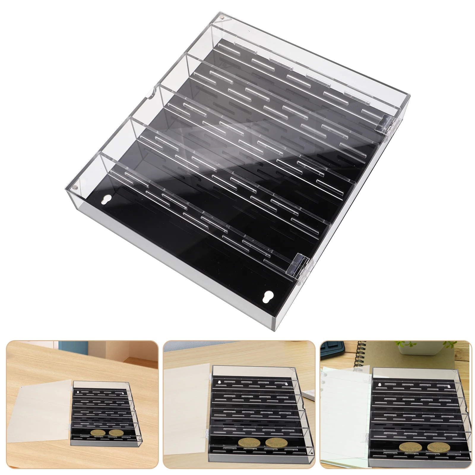 

Transparent Coin Collection Box Clear Organizer Case for Coins Badges Medals Scratch-Resistant Portable Display Solution