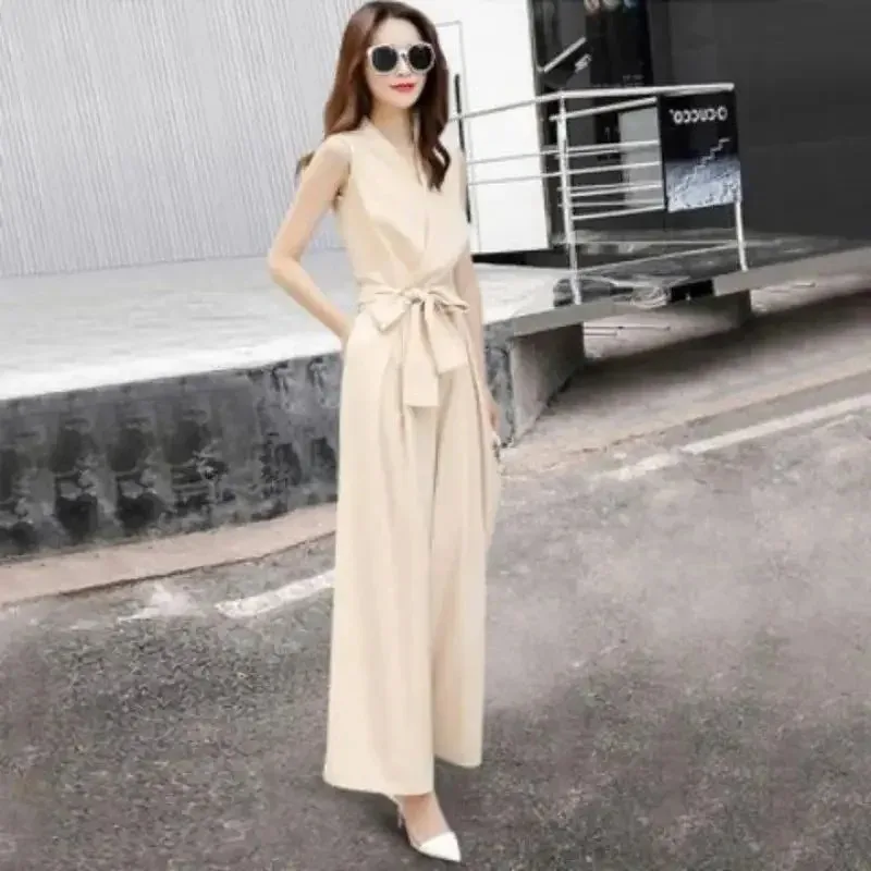 Women's 2025 Summer New BodySuit High Waist Trousers Casual Slim Fit Jumpsuits Wide Leg Pant Romper for Women Overalls Clothing