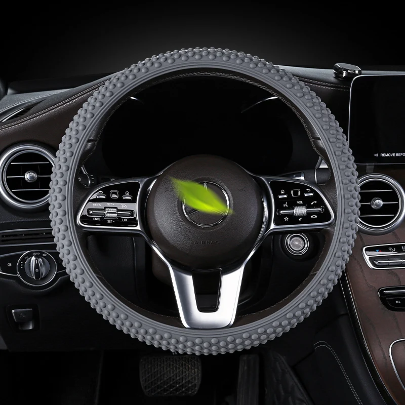 Universal Silicone Car Steering Wheel Cover Massage Steering Wheel Cover Comfortable Non-slip Wear- Resisting