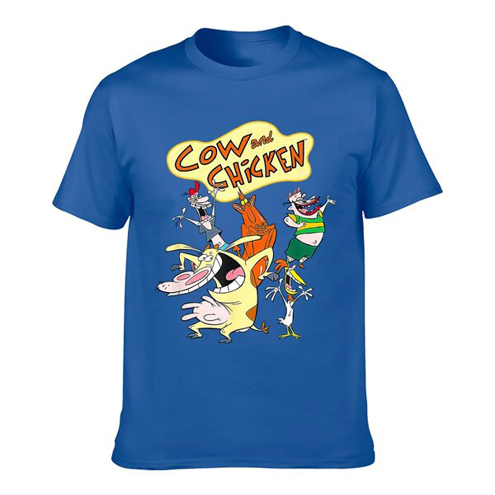 T-Shirt Cartoon Network Cow and Chicken CharacterCartoon Network Cow and Character 100% cotton men clothing harajuku fashion