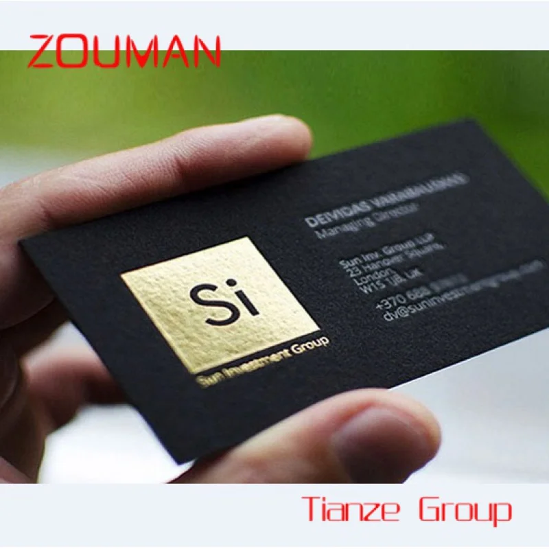 Custom , Custom high quality embossed & gold /silver hot foil stamp black business name cards