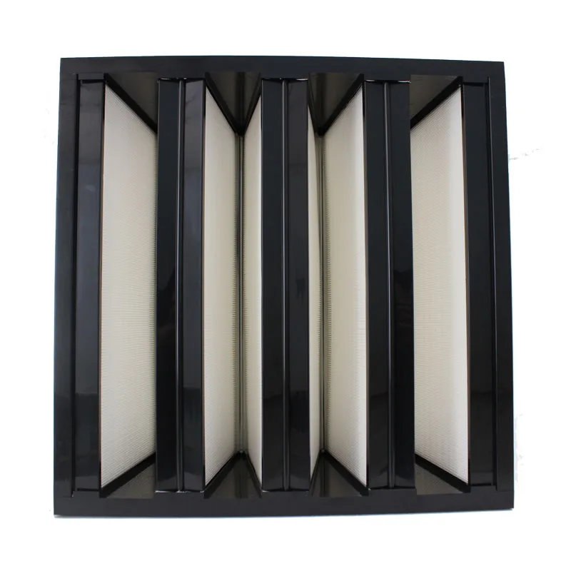 Mittlerer Glasfaser-Medienluftfilter V Bank Typ Compact F7 F8 F9 V W Box Filterkonstruktion für Lüftungssystem