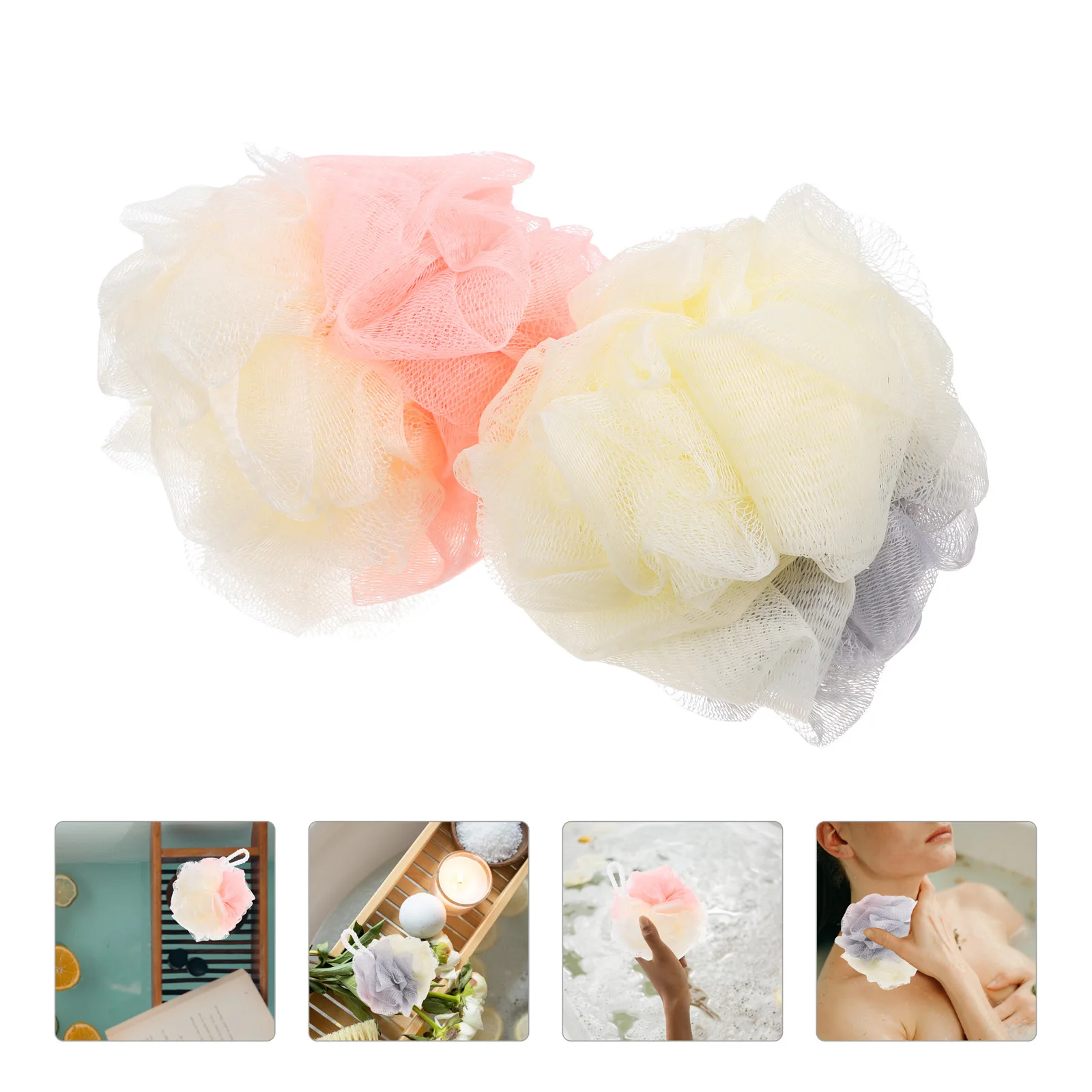 

4Pcs Bath Loofah Shower Balls Soft Gentle Body Scrubber Exfoliating Bath Ball Skin Cleaning Scrubber Shower Accessory