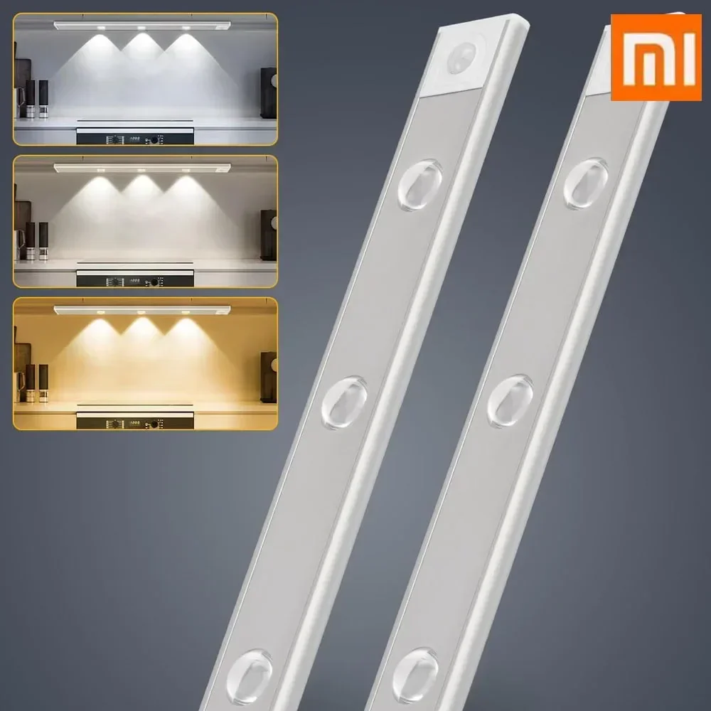 Xiaomi Night Light With Motion Sensor Rechargeable USB LED Strip Lights For Bedroom Bedside Table Kitchen Cabinet Lamp