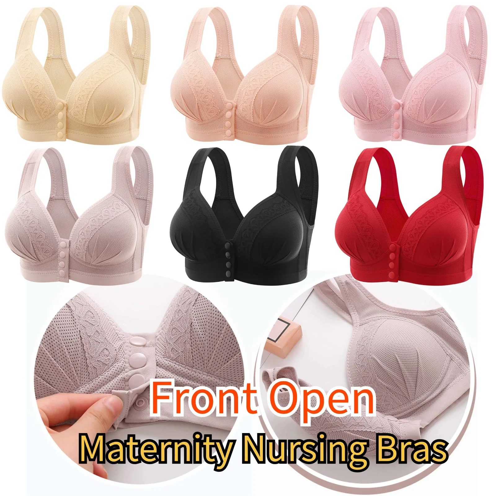 New Front Open Nursing Bra Maternity Cotton Breastfeeding Pregnant Women Bralette Wire Free Maternal Underwear Lactation Clothes