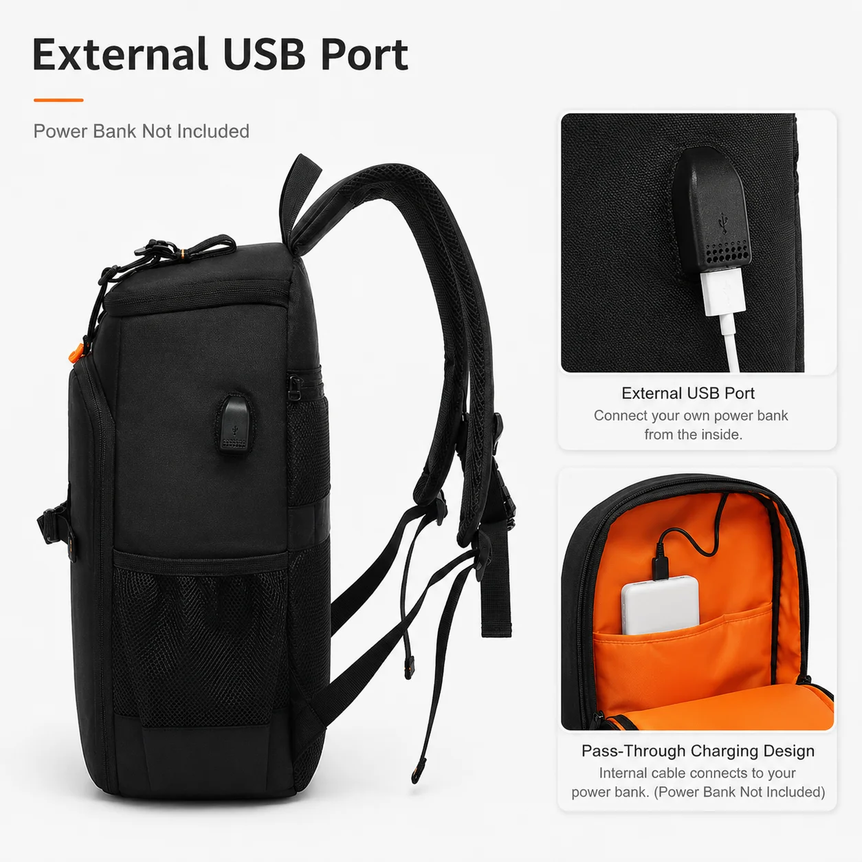 Water-Resistant Camera Backpack for DSLR and Mirrorless Cameras with USB Port, Padded Dividers, Laptop Sleeve and Tripod Holder