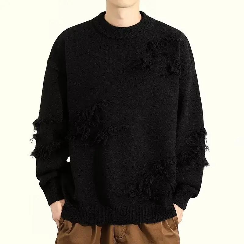 

Autumn Winter plus Size Men's irt Hong Kong Sle Long Sve Pure Color Baseball Collar Loose Fit Faionable Fat Guy irt