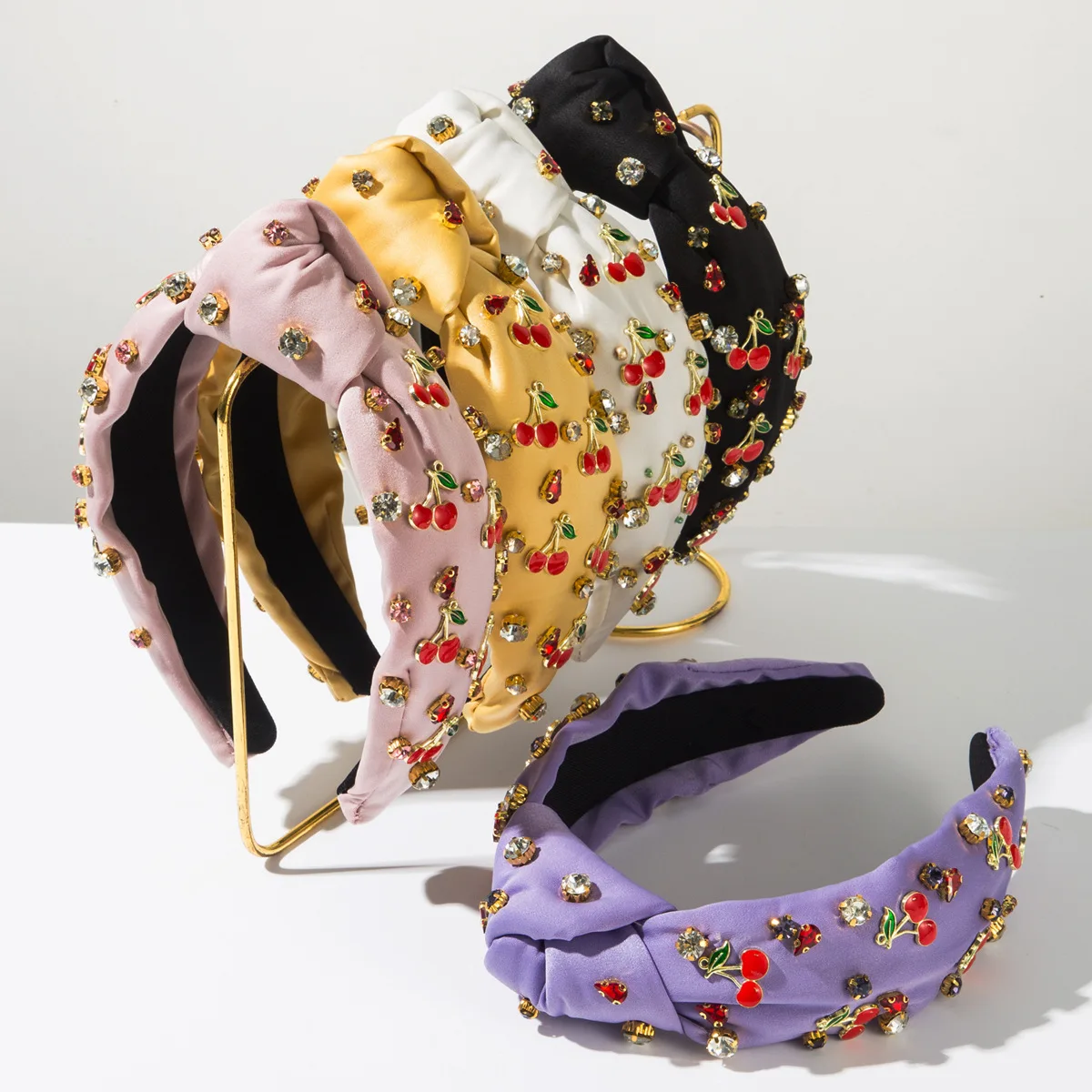 

New Fruit Series Diamond-encrusted Creative Cherry Alloy Drip Headband Fresh and Sweet Hair Accessories