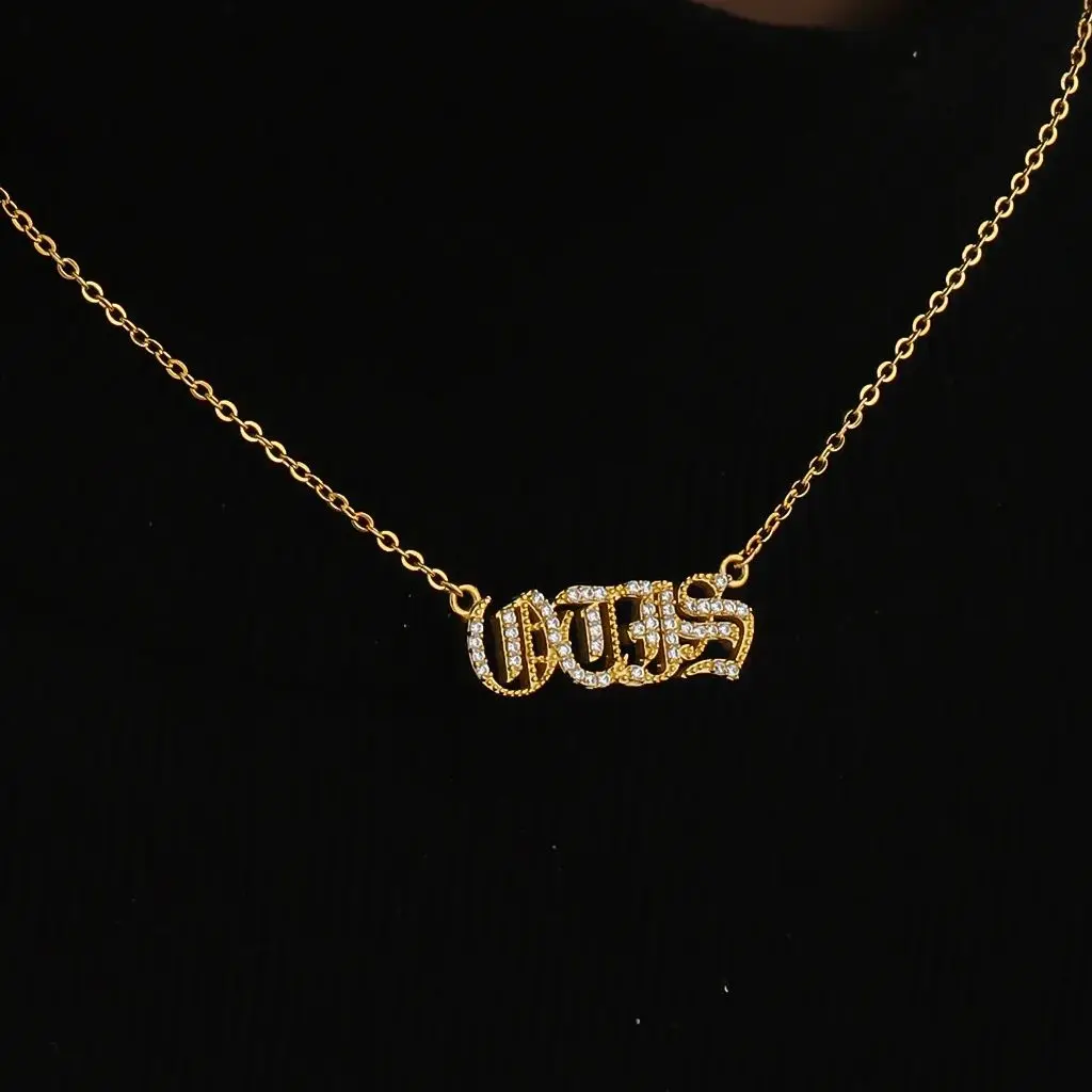 

Custom English 3D Name Necklace 925 Silver Personalized English Diamond Nameplate Necklace Luxury Zircon Jeweley Gift for Her