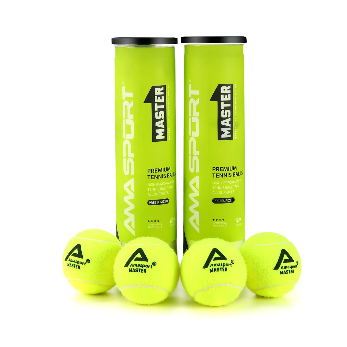 AMASPORT Pressurized Tennis Balls 4-Pack Pressurized Tube Durable High Elasticity Advanced Pressure Tenis Ball for Tournament