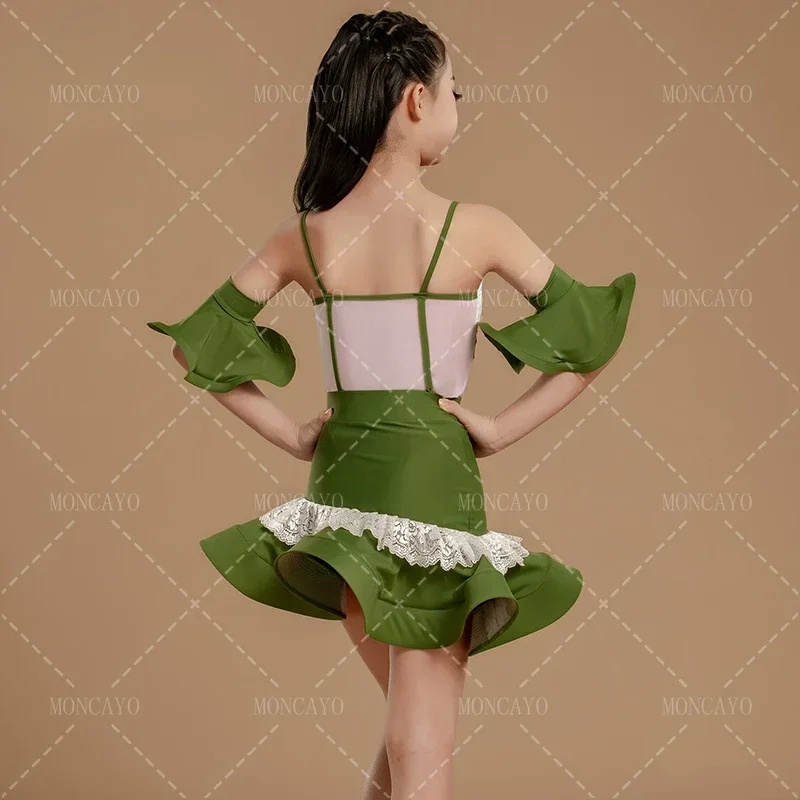 فستان رقص لاتيني للفتيات سامبا تشا تشا رومبا تانجو ملابس رقص للأطفال فساتين قاعة الرقص فستان ممارسة اللاتينية