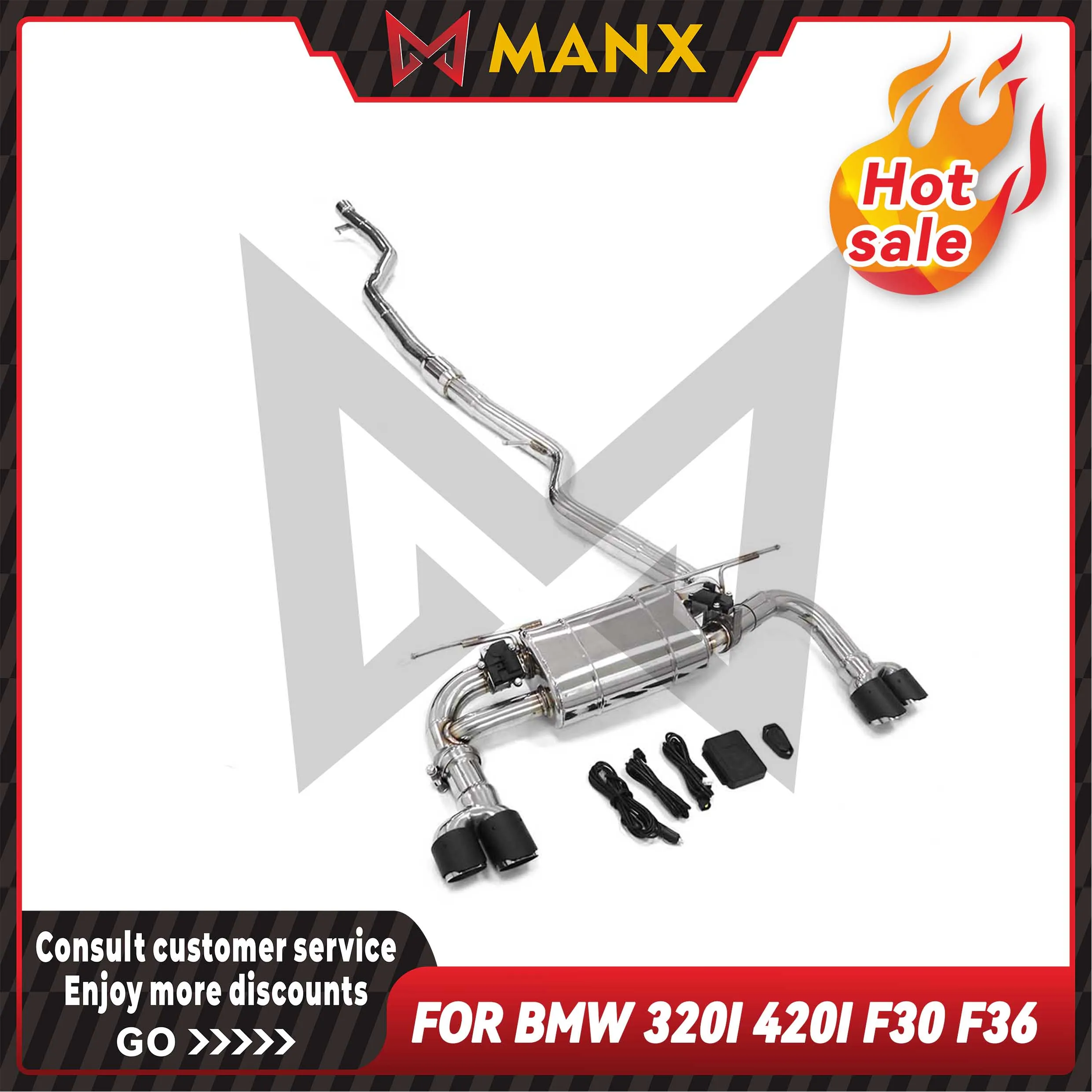 

MANX Car Exhaust system for BMW 320i 420i f30 f36 Stainless steels Catback exhaust pipe Muffler with remote control valve