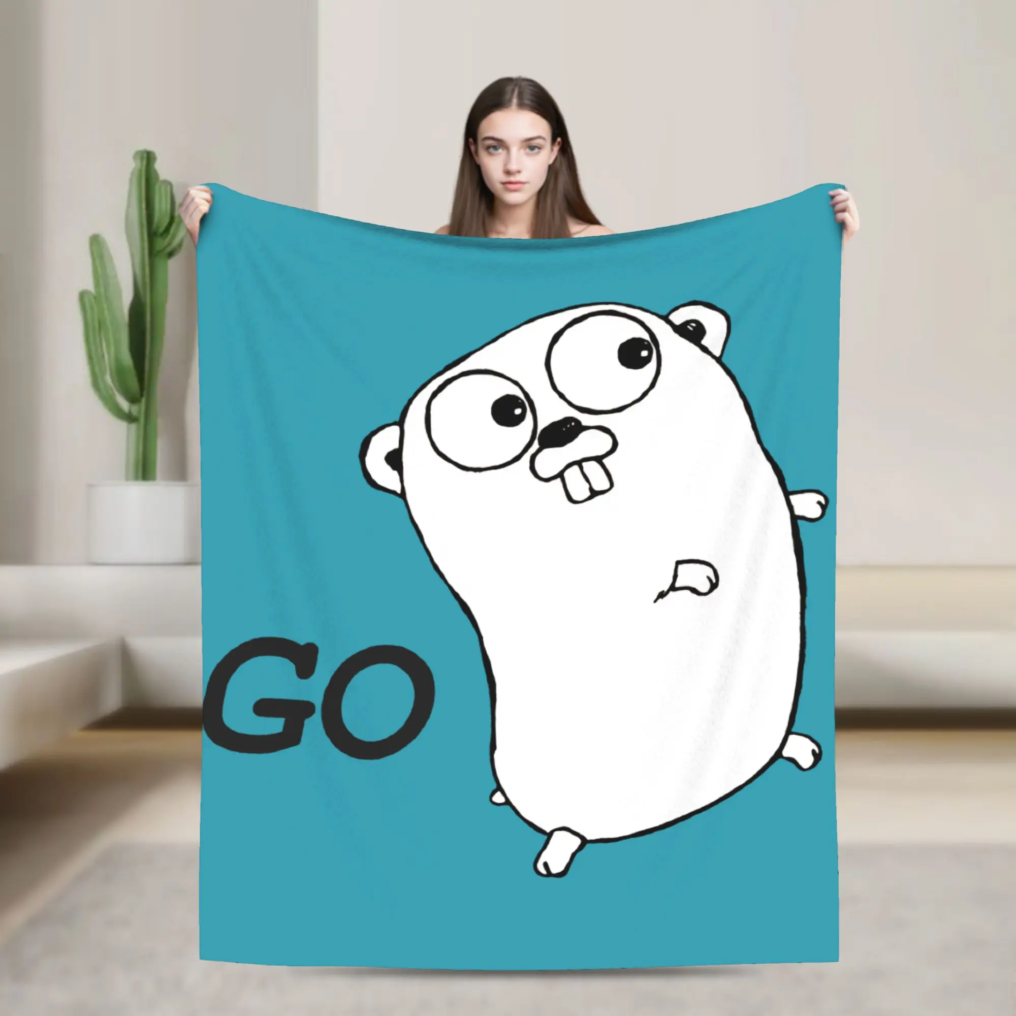 Relax Go GoLang Gopher Language Running  Blanket Stuff Bed Decorative  Throws And Blankets Lightweight Coral Fleece Plush