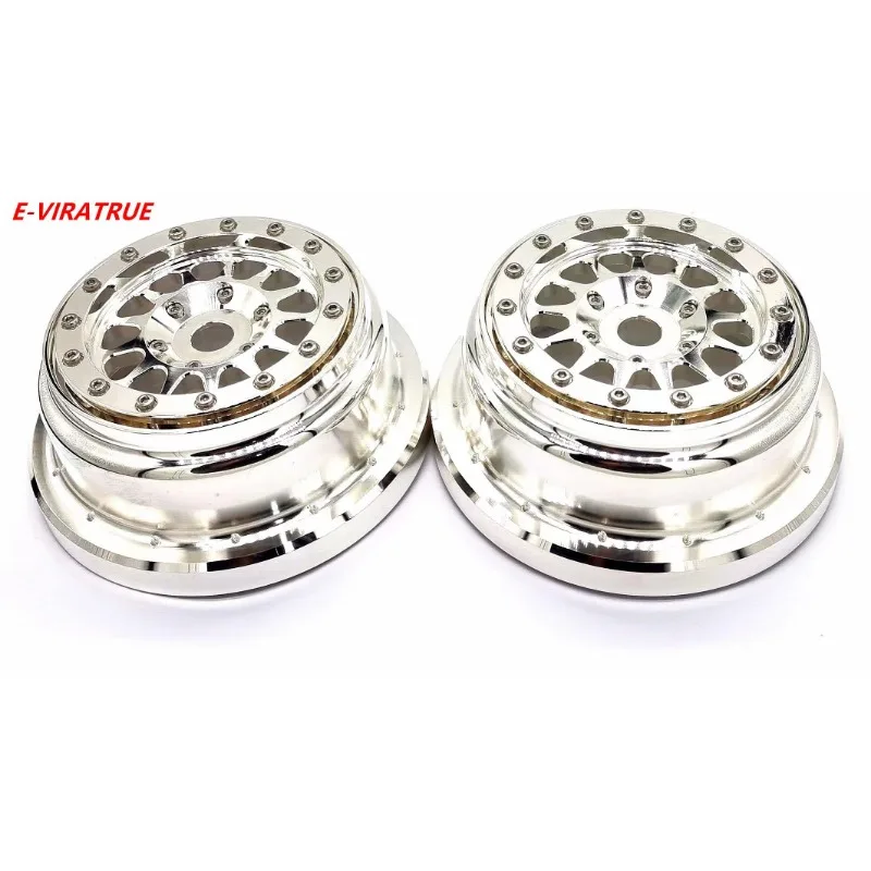 E-VIRATRUE Electroplated Polished Aluminum Bead Lock Wheel For Losi Super Baja Rey 1/6 2pcs