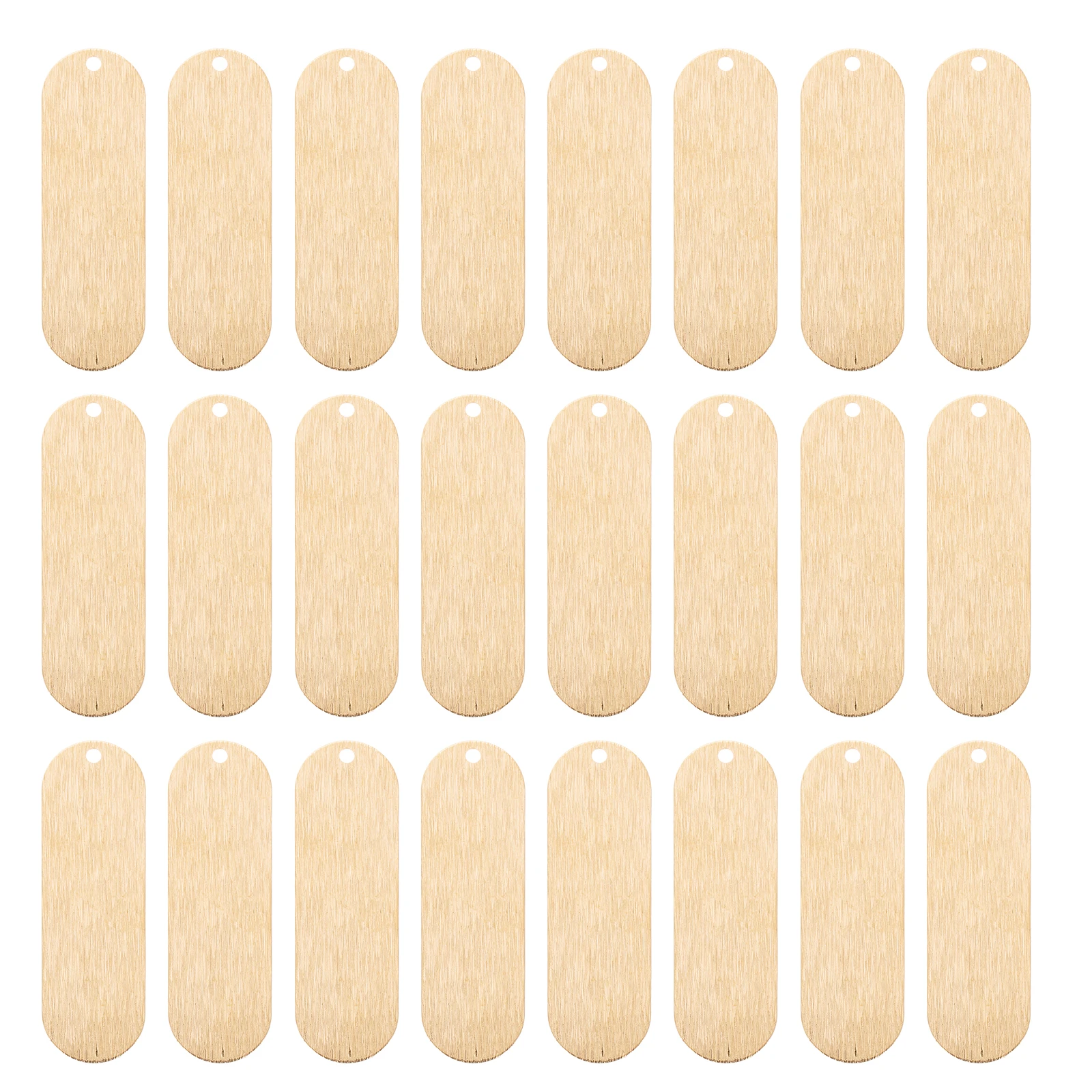 

25pcs Long Copper Oval Single Hole Blank Pendant Diy Tag Charm Engraved Plate Jewelry Making Accessory Durable Elegant Rounded