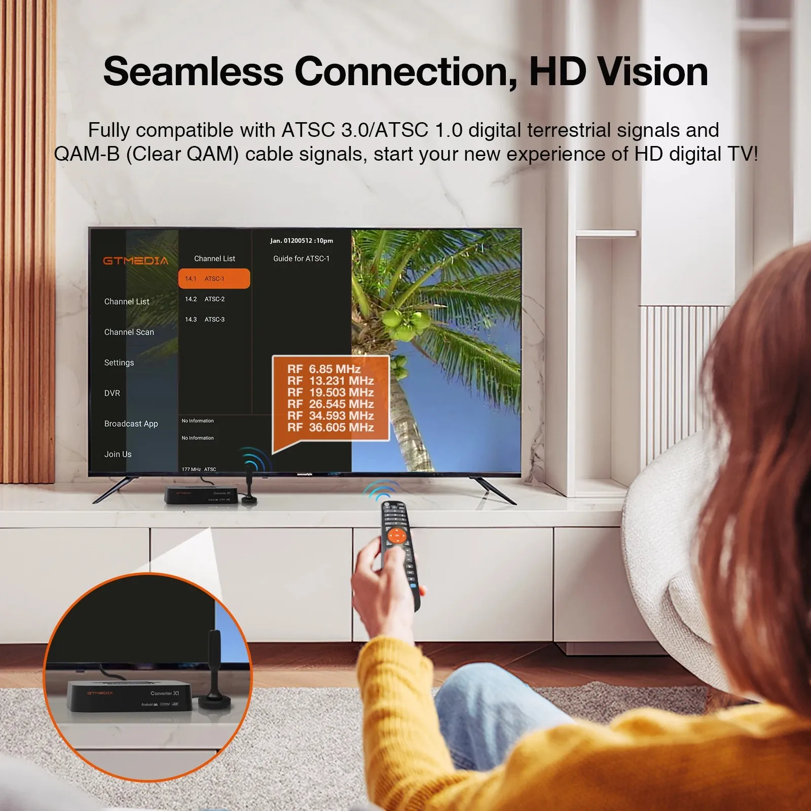 Конвертер Gtmedia HDTV X1 Android 11 4K, HD, 2+32 ГБ, поддержка atsc3.0/atsc1.0, цифровой наземный сигнал, atsc3.0, канал DRM